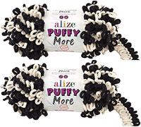 Alize Puffy & Loop Yarn Baby Blanket Lot - 2x300gr, 25yds, 100% Soft Micropolyester (6270)