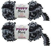 Alize Puffy Loop Yarn Lot of 2 Skeins 300gr 25yds 100% Micropolyester No Needles No Hooks Soft Yarn (6284)