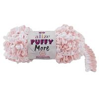 Alize Puffy More Finger-Knit Yarn, 100% Micro-Polyester, No Needles or Hooks, Loop Yarn for Blankets, Cushions, Baby Projects, 2 Skeins, (6272)