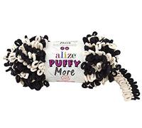 Alize Puffy More Finger-Knit Yarn, 100% Micro-Polyester, No Needles or Hooks, Loop Yarn for Blankets, Cushions, Baby Projects, 2 Skeins, (6270)