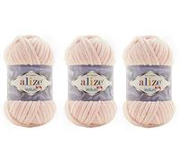 Alize Velluto 100% MicroPolyester Baby Blanket Yarn Lot of 3 skn 225 Yards 3x100gram, Yarn Weight: Super Bulky 6 (340 Powder)