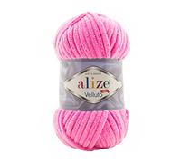 Alize Velluto 100% MicroPolyester Baby Blanket Yarn Lot of 5 skn 340 m 500 Gram, Yarn Weight: Super Bulky (Candy Pink 121)