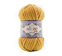 Alize Velluto 100% MicroPolyester Baby Blanket Yarn Lot of 5 skn 340 m 500 Gram, Yarn Weight: Super Bulky (Saffron 2)