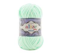 Alize Velluto 100% MicroPolyester Baby Blanket Yarn Lot of 5 skn 340 m 500 Gram, Yarn Weight: Super Bulky (Mint 464)