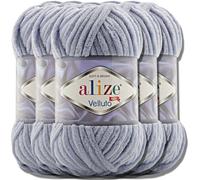 Alize Velluto 5 x 100 g Super Bulky Turkish Wool, XXL Ball for Amigurumi, Soft Baby Wool, for Crochet and Knitting (Charcoal, 87)