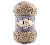 Alize Velluto Knitting Yarn: 100g, 31 Colors, 68m, Polyester, Machine Washable, 8-9 (Needles), 8-10 (Hook), 30°C