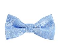 Alizeal Boys Paisley Jacquard Banded Adjustable Length Pre-tied Bow Tie, Light Blue