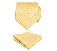 Alizeal Handmade Paisley Floral Tie with Pocket Square Set (174-Golden, One Size)