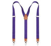 Alizeal Mens 1 Inch Braces with Leather Joint and 3 Swivel Hooks Solid Color Y-Back Suspenders, Dark Purple