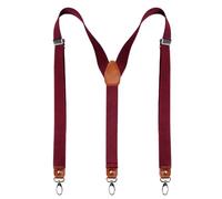 Alizeal Mens 1 Inch Braces with Leather Joint and 3 Swivel Hooks Solid Color Y-Back Suspenders, Maroon