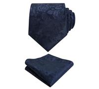 Alizeal Mens 3.15"（8cm） Floral Necktie and Hanky Set, Dark Navy
