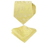 Alizeal Mens 3.15"（8cm） Floral Necktie and Hanky Set, Yellow