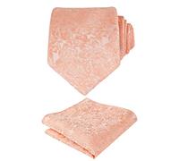 Alizeal Mens 8cm Floral Necktie with Hanky Classic Fashion Business Tie and Handkerchief Set, Coral