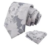 Alizeal Mens 8cm Floral Necktie with Hanky Classic Fashion Business Tie and Handkerchief Set, Gray