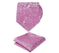 Alizeal Mens 8cm Floral Necktie with Hanky Classic Fashion Business Tie and Handkerchief Set, Magenta