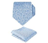 Alizeal Mens 8cm Floral Printed Wedding Party Classic Colorful Necktie with Hanky Set, Blue