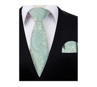 Alizeal Mens 8cm Solid Paisley Necktie for Men Jacquard Classic Formal Tie and Handkerchief Set, Sage Green