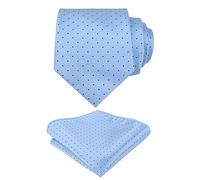 Alizeal Mens Classic Polka Dot Necktie and Hanky for Business Formal Tie with Pocket Square Set, Baby Blue+Navy