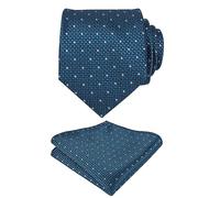 Alizeal Mens Classic Polka Dot Necktie and Hanky for Business Formal Tie with Pocket Square Set, Dark Teal