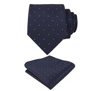 Alizeal Mens Classic Polka Dot Necktie and Hanky for Business Formal Tie with Pocket Square Set, Dark Navy