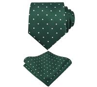 Alizeal Mens Classic Polka Dot Necktie and Hanky for Business Formal Tie with Pocket Square Set, Dark Green+White