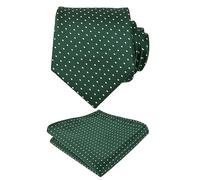 Alizeal Mens Classic Polka Dot Necktie and Hanky for Business Formal Tie with Pocket Square Set, Dark Green