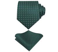 Alizeal Mens Classic Polka Dot Necktie and Hanky for Business Formal Tie with Pocket Square Set, Green+Navy