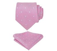 Alizeal Mens Classic Polka Dot Necktie and Hanky for Business Formal Tie with Pocket Square Set, Hot Pink+Blue