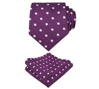 Alizeal Mens Classic Polka Dot Necktie and Hanky for Business Formal Tie with Pocket Square Set, Magenta Purple+White