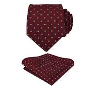 Alizeal Mens Classic Polka Dot Necktie and Hanky for Business Formal Tie with Pocket Square Set, Maroon+Blue