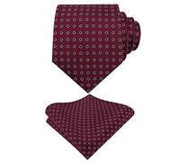 Alizeal Mens Classic Polka Dot Necktie and Hanky for Business Formal Tie with Pocket Square Set, Maroon+Navy