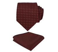 Alizeal Mens Classic Polka Dot Necktie and Hanky for Business Formal Tie with Pocket Square Set, Maroon+Brick Red
