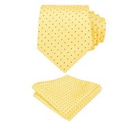 Alizeal Mens Classic Polka Dot Necktie and Hanky for Business Formal Tie with Pocket Square Set, Mustard Yellow