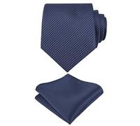 Alizeal Mens Classic Polka Dot Necktie and Hanky for Business Formal Tie with Pocket Square Set, Navy Blue