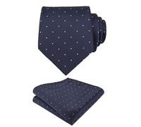 Alizeal Mens Classic Polka Dot Necktie and Hanky for Business Formal Tie with Pocket Square Set, Navy
