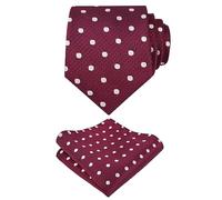 Alizeal Mens Classic Polka Dot Necktie and Hanky for Business Formal Tie with Pocket Square Set, Red+White