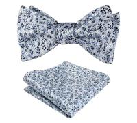Alizeal Mens Floral Patterned Colorful Classic Self Tied Bow Tie and Pocket Square Set, Blue