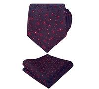 Alizeal Mens Floral Patterned Wedding Party Tie with Pocket Square 8cm Colorful Classic Business Tie Set, Dark Red