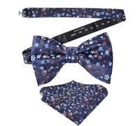 Alizeal Mens Floral Print Pre-tied Bow Tie and Hanky Set | Wedding Party Accessories, Formal and Causal, Elegant Dickie Design