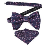 Alizeal Mens Floral Print Pre-tied Bow Tie and Hanky Set | Wedding Party Accessories, Formal and Causal, Elegant Dickie Design