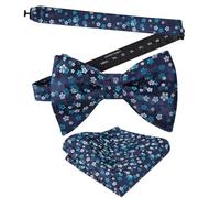 Alizeal Mens Floral Print Pre-tied Bow Tie and Hanky Set | Wedding Party Accessories, Formal and Causal, Elegant Dickie Design