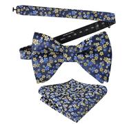 Alizeal Mens Floral Print Pre-tied Bow Tie and Hanky Set | Wedding Party Accessories, Formal and Causal, Elegant Dickie Design