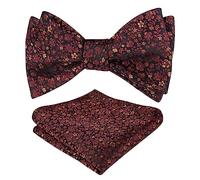 Alizeal Mens Floral Self Tied Bow Tie and Hanky, Orange+Maroon