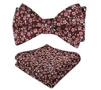 Alizeal Mens Floral Self Tied Bow Tie and Hanky, Pink+White+Dark Red