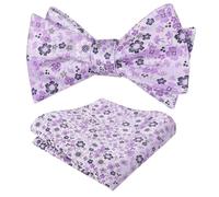 Alizeal Mens Floral Self Tied Bow Tie and Hanky Set, Lavender