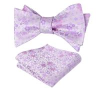 Alizeal Mens Floral Self Tied Bow Tie and Hanky Set, Lilac