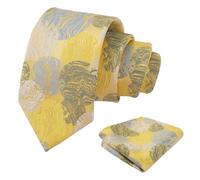 Alizeal Mens Irregular Patterned Colorful Necktie and Pocket Square 8cm Stylish Casual Party Prom Tie and Hanky Set, Yellow+Blue+Green