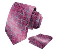 Alizeal Mens Irregular Patterned Colorful Necktie and Pocket Square 8cm Stylish Casual Party Prom Tie and Hanky Set, Magenta