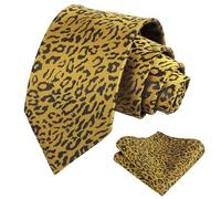 Alizeal Mens Leopard Print Necktie with Pocket Square 8cm Irregular Patterned Novelty Party Casual Tie and Hanky Set, Leopard-3