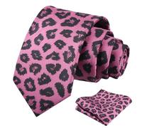 Alizeal Mens Leopard Print Necktie with Pocket Square Set, Leopard-5